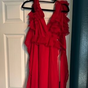 Lulu's Red Asymmetrical Ruffled Sundress
